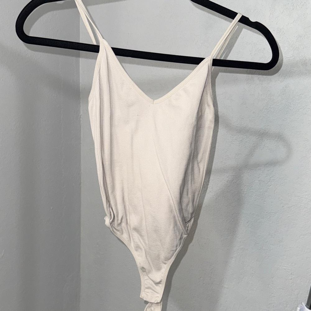 White Ribbed Bodysuit